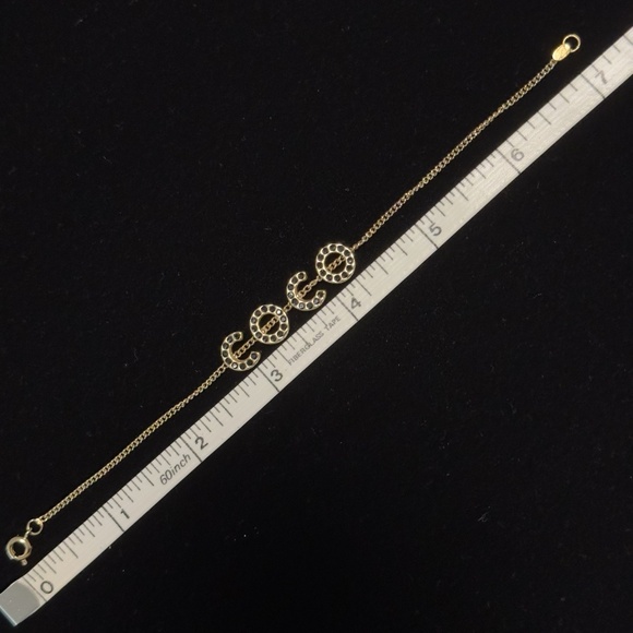 Chanel 01A COCO Gold Coloured Chain Bracelet with Black Rhinestones - Picture 7 of 13